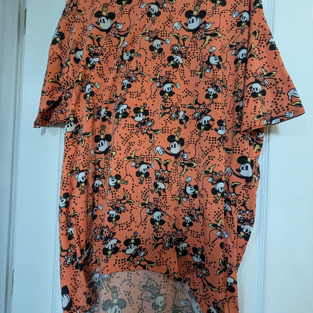 LuLaRoe Orange Mickey Cartoon Print Top